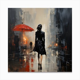 Woman Walking In The Rain 2 Canvas Print