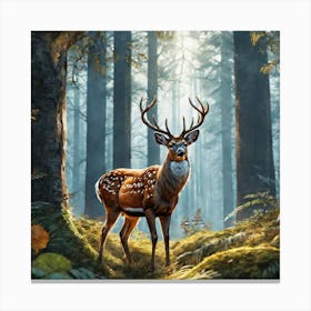 Deer In The Forest 160 Canvas Print