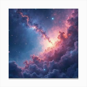 Watercolor Space Art With Ethereal Nebulae 1 Canvas Print