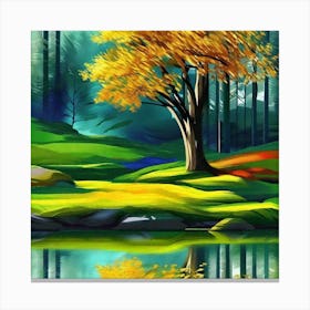 Autumn Tree By The Lake 3 Canvas Print
