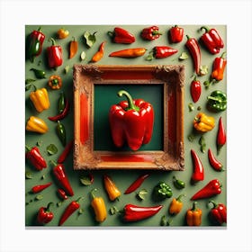 Frame Created From Bell Pepper On Edges And Nothing In Middle Mysterious (7) Canvas Print