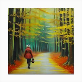 Woman Walking In the Forest 2 Canvas Print