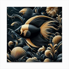 Black And Gold Fish Canvas Print