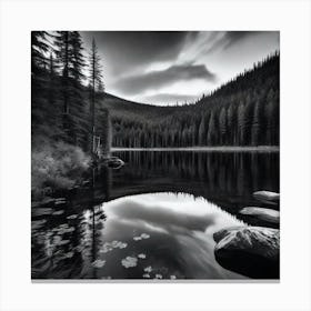 Black And White Lake 2 Canvas Print