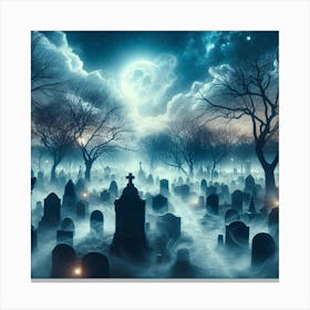 Graveyard At Night 14 Canvas Print