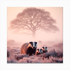 Badgers In The Mist Canvas Print