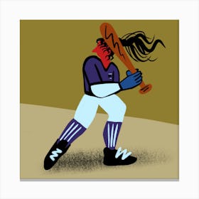 Baseball  Girl Square Canvas Print