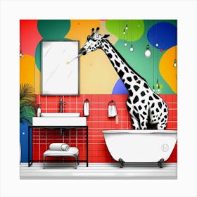 Giraffe Brushing Its Teeth S Canvas Print