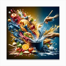 Food Splashing Canvas Print