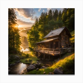 Cabin In The Mountains Canvas Print