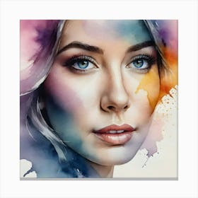 Watercolor Portrait Of A Woman 7 Canvas Print