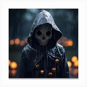 Skeleton In The Rain Canvas Print