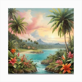 Tropical Landscape Art Print 3 Canvas Print