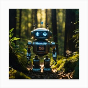 Robot In The Forest Canvas Print