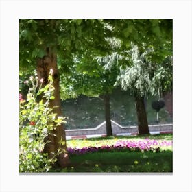 Flowers In A Park Canvas Print