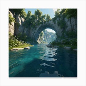 Default A A Tranquil River Winding Through A Dense Forest Sunl 3 Canvas Print