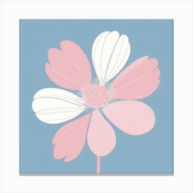 A White And Pink Flower In Minimalist Style Square Composition 413 Canvas Print