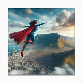 Superwoman Flying Over Table Mountain Cape Town 3 Canvas Print