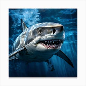 Watercolor Great White Shark Pale Blue Water Studio Photography Complex Details High Detail Canvas Print