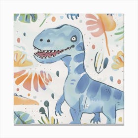 Cute Muted Pastels Giganotosaurus Dinosaur 3 Canvas Print