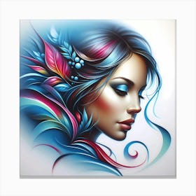 Girl With Colorful Hair 2 Canvas Print