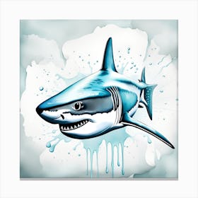 Shark Illustration watercolor dripping Canvas Print