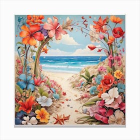 Flowers By The Sea Canvas Print