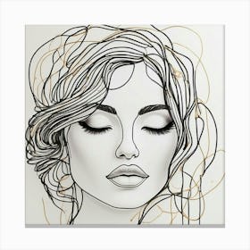 Line art Of A Woman Canvas Print