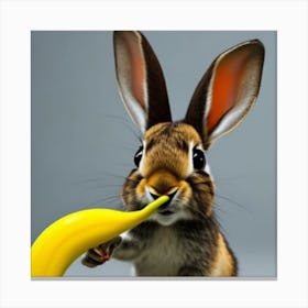 Rabbit Eating Banana Canvas Print