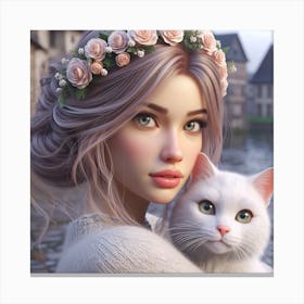 Queen With Cat Canvas Print