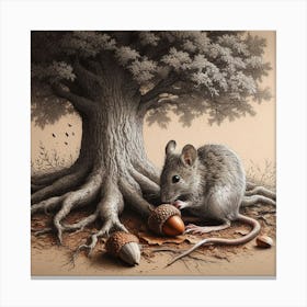 Mouse And Acorns Canvas Print