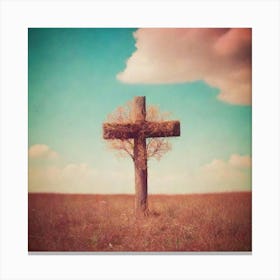 Cross In The Field Canvas Print