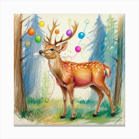 Deer With Balloons 1 Canvas Print