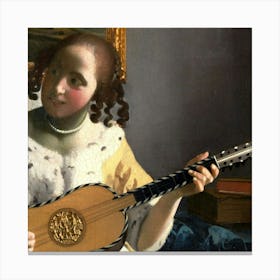 Girl Playing A Guitar Canvas Print