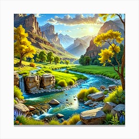 River In The Mountains 1 Canvas Print