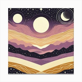 The Milky Way In Shades Of Honey And Lavender Dancing With The Sun And The Moon Minimalist Style 3 Canvas Print