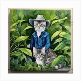 Cowboy Cats Canvas Print