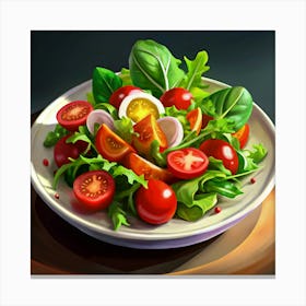 Fresh Salad With Tomatoes And Greens Canvas Print