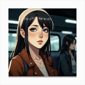 Anime Girl On A Train Canvas Print