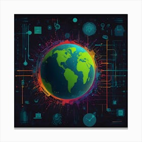 Futuristic Earth Canvas Print