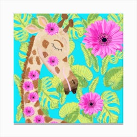 Sweet Giraffe Square Canvas Print