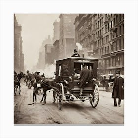 Horse Drawn Carriage Ambulance In New York City Canvas Print