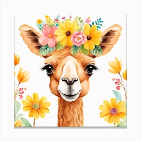 Floral Baby Camel Nursery Illustration (23) Canvas Print