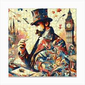 Abstract Puzzle Art English gentleman in London 7 Canvas Print