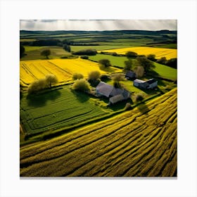 Drone Rural Farm Field Aerial Land Agricultural Crop Countryside Environment Agriculture (1) Canvas Print