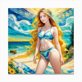 Girl On The Beach 3 Canvas Print