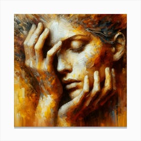 Golden Abstract Woman Portrait - Modern Wall Art Canvas Print