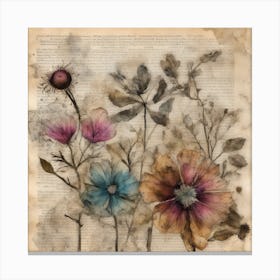 Flowers On An Old Book Canvas Print