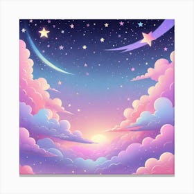 Sky With Twinkling Stars In Pastel Colors Square Composition 196 Canvas Print