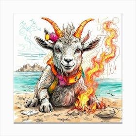 Goat On The Beach Canvas Print